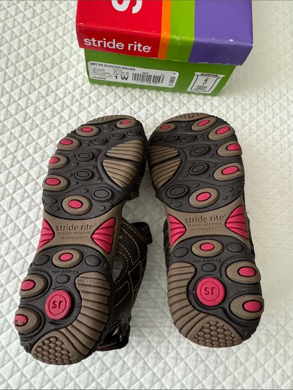 Stride Rite Brown Kids Adjustable Hook-and-Loop Sandals